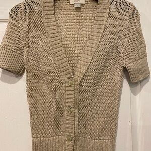EUC LOFT Women's Beige Short Sleeve Sweater